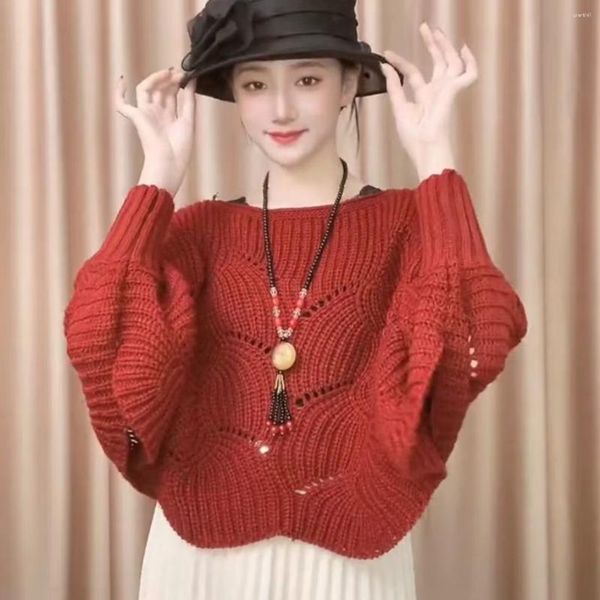 Schals Herbst Winter Batwing Sleeve Mode Schal Hohl Häkeln Pullover Gestrickte Pullover Kalte Lange Koreanische Tops