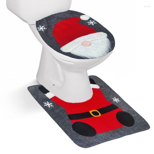 Tuvalet koltuğu kapaklar Noel Baba Kapağı ve Halı Seti Noel Kapakları Zemin Mat Süslemeleri Banyo Ev EL