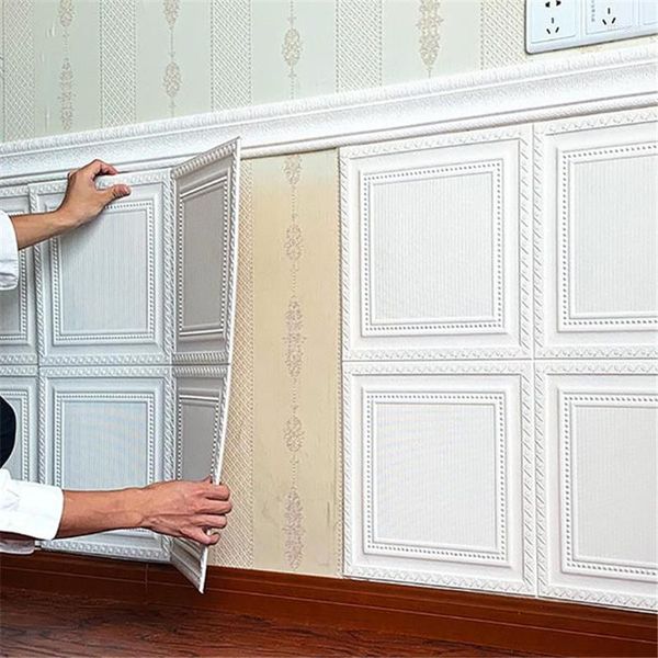 Adesivos de parede 3D adesivo autoadesivo à prova d'água sala de estar quarto anti-colisão fundo de espuma decoração de casa