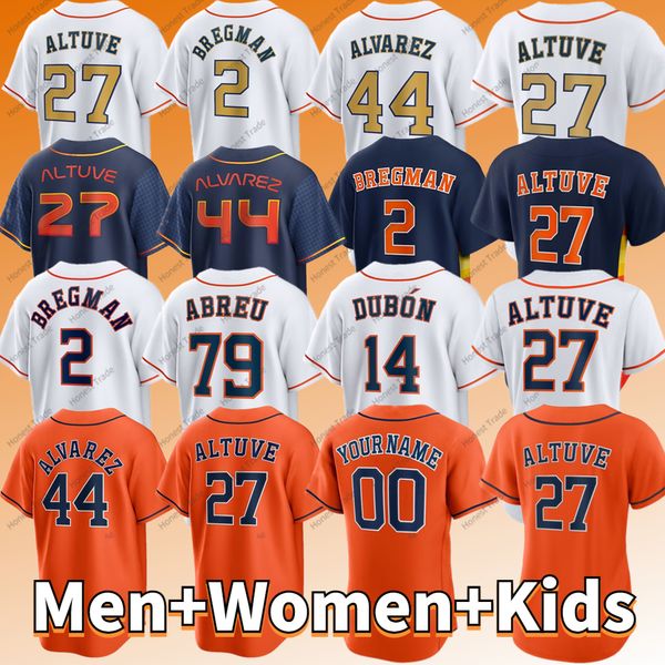 Jose Abreu Baseball Jerseys Alex Bregman 2 Mauricio Dubon Hector Neris Martin Maldonado Cristian Javier Yordan Alvarez Jose Altuve Kyle Tucker Bianco / Oro 2023 Oro