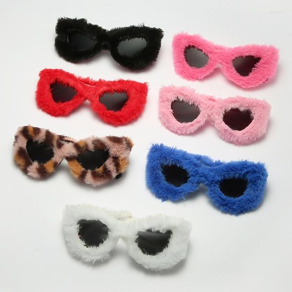 Солнцезащитные очки мода кот глазной рамка плюшевая забавная индивидуальность красочная антиультравиолета UV400 повседневная вечеринка для взрослых женщин