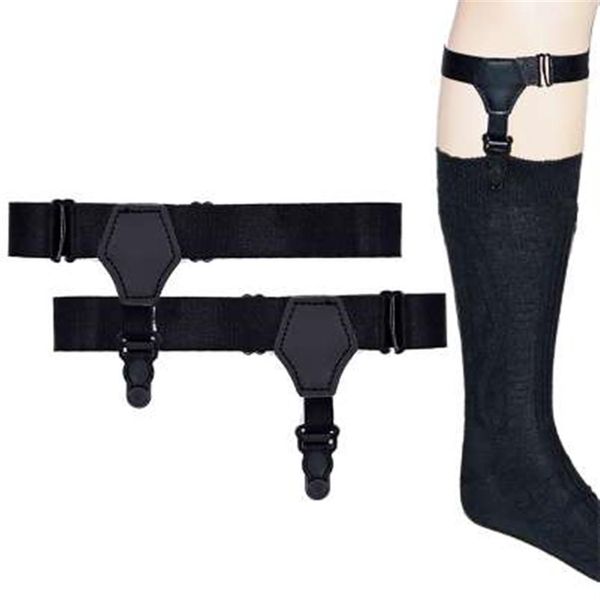 1 Paar schwarze verstellbare Suspensorio-Hosenträger für Herren, elastisch, verhindern, dass Socken herunterfallen, Sockenstrumpfbänder für Herren, Accessoires2057