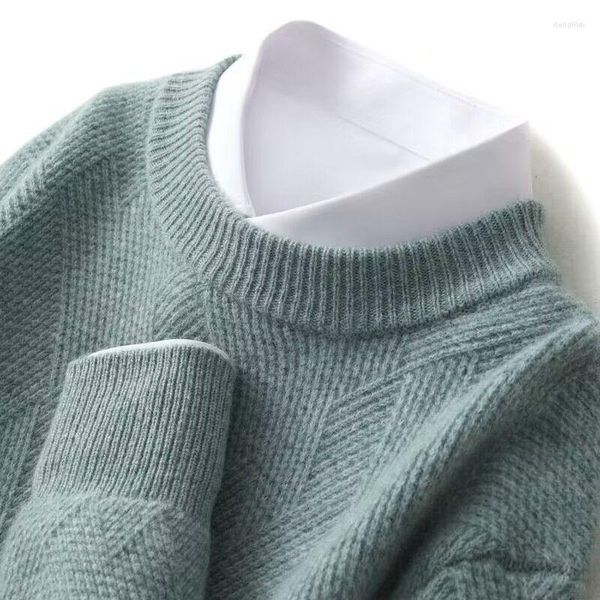 Erkek Sweaters 2023 Sonbahar Kış Örgü Kıyafetleri Klasik İngiltere Rüzgar Düz Renkli Adam Kalın Süvari Moda Erkekler Kükredi D69
