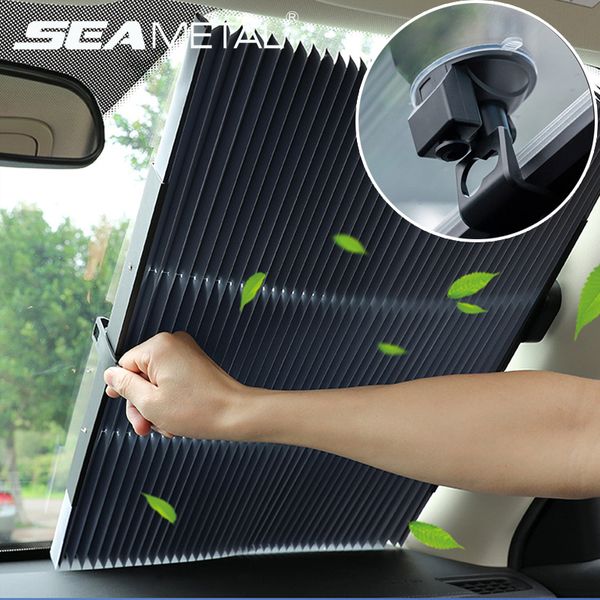 Pára-sol retrátil para carro com ventosas Protetor solar para bloqueio automático de UV Pára-sol dobrável para carro 230721