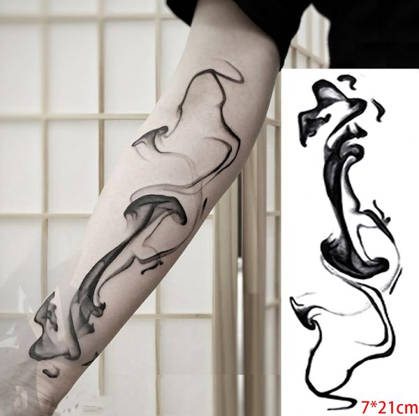 Adesivo tatuaggio temporaneo impermeabile Acqua e inchiostro Design nero cinese Tatto finto Flash Tatoo Braccio Mano Body Art per donna Uomo