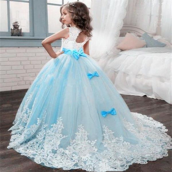 Flower Girls Dresses Princess Lilla Little Bride Abito lungo da spettacolo per ragazze Glitz Puffy Tulle Prom Dress Bambini Laurea Gow2410