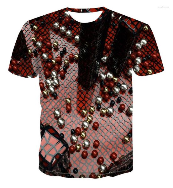 Erkek Tişörtleri 2023 Yaz Geometrik Yuvarlak Yenilik Moda T-Shirt Basit Renk 3D Baskı Benzersiz
