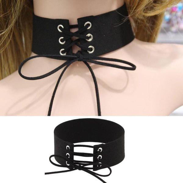 Gargantilha Colar De Veludo Feminino Gótico Preto Gargantilhas Pescoço Boho Jóias Harajuku Big Chunky Collier