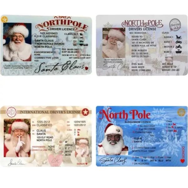 Carta d'identità di Babbo Natale in plastica Novità Slitta persa Licenza di volo Vigilia di Natale Scatola regalo di riempimento Patente di guida di Babbo Natale all'ingrosso