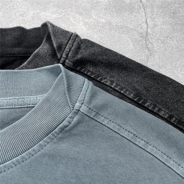 Camisetas masculinas vintage pretas de algodão lavado camiseta de manga curta com painéis hip hop streetwear cinco cores
