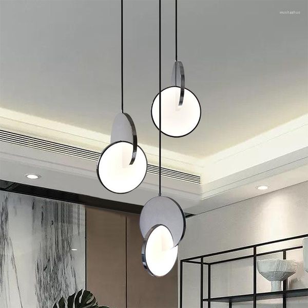 Kolye lambaları Modern Minimalist Ayna Paslanmaz Çelik Avize Kişilik Yaratıcı Led Oturma Odası Yemek Merdiven Dövüşü Aydınlatma