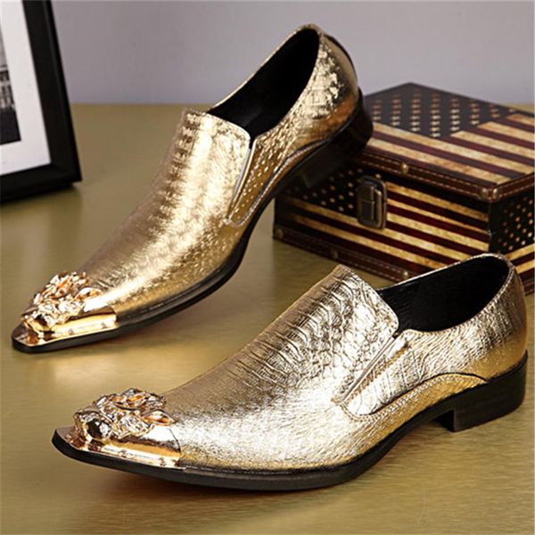 Neue Ankunft Schlangenleder Echtes Leder Bräutigam Schuhe Metallic Rindsleder Herren Schuhe Oxfords Business Schuhe Italienische Spitze Zehen Größe 198C