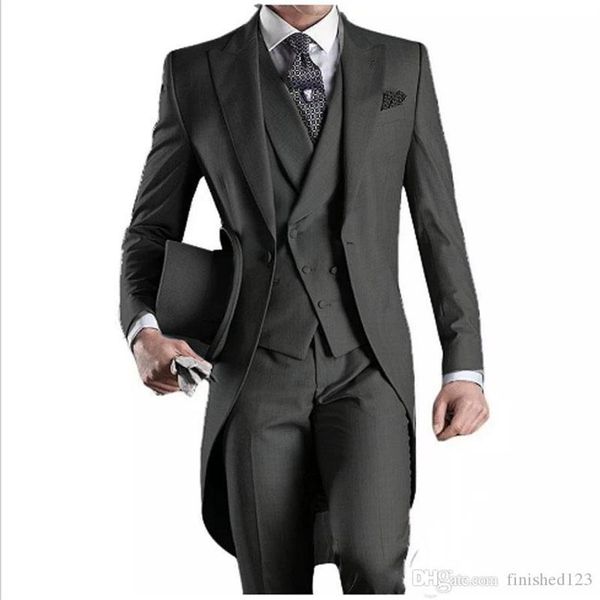 Nova chegada preto branco cinza claro cinza roxo borgonha azul fraque padrinhos homens festa de casamento ternos jaqueta calças colete gravata NO187j