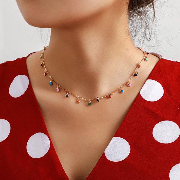 Choker Candy Color Beads Chokers Ожерелье для женских девушек из стеклянного подвеска