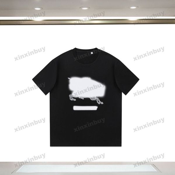 xinxinbuy Men designer Tee t shirt 23ss Paris Horse letra bordado manga curta algodão feminino branco preto XS-L