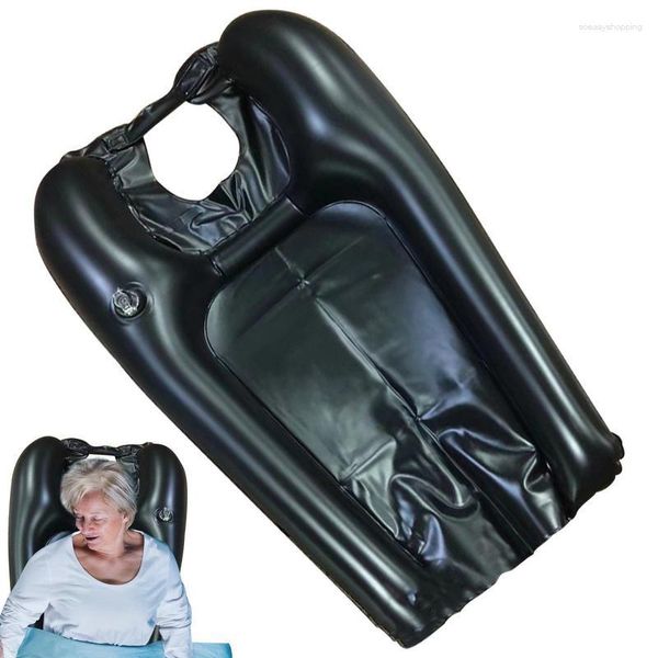 Conjunto de acessórios de banho bandeja de lavagem de cabelo bacia de xampu inflável tigela portátil para cadeira de rodas idosos acamados sem curvatura