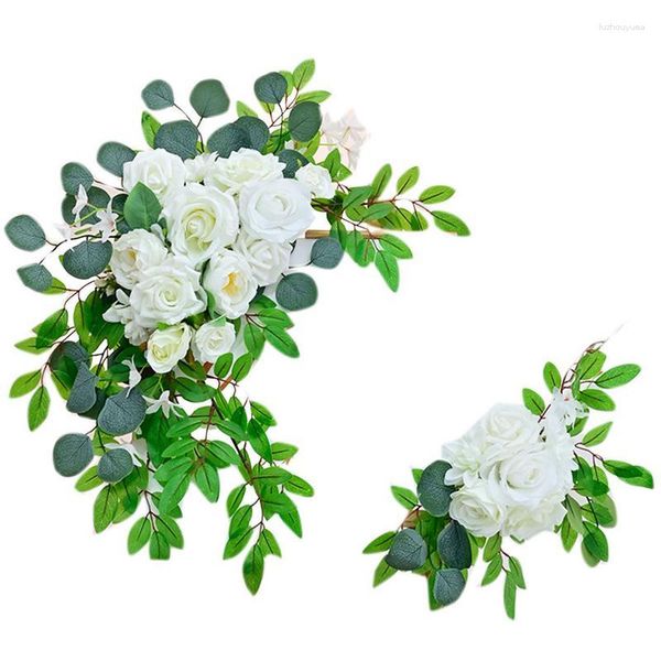 Fiori decorativi Arco di nozze artificiale Simulato Fiore Swag Decor per Architrave Porta Cerimonia Celebrazione Natale