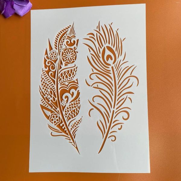 Stampi da forno A4 29 21 cm Stencil fai da te Pittura murale Scrapbook Colorazione Goffratura Carta decorativa Modello di carta Mandala Piuma