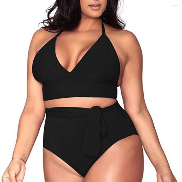 Roupa de banho feminina cintura alta com controle de cobertura maiô plus size maiô de barriga alta conjunto de tanquínis com aro top de banho