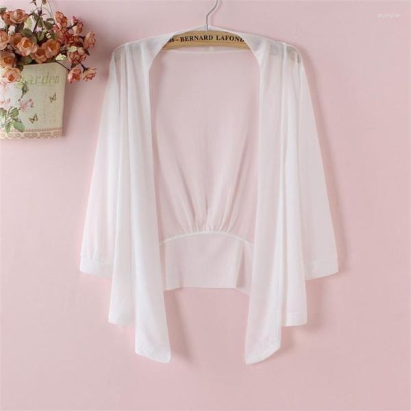 Damenjacken Sommer Elegante Frauen Weiße Schal Capes Dame Mesh Wraps Fliege Wrap Bolero Zubehör Tops Sonnenschutz Mantel Fee WZ2244