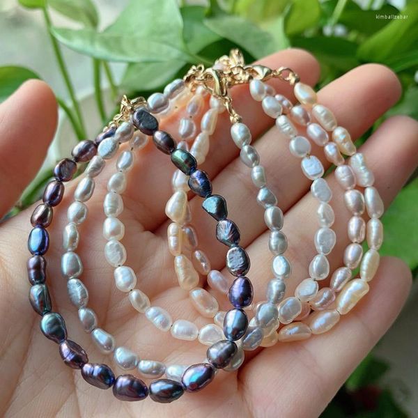 Strang Eleganter Schmuck Kleines Barockperlenarmband Unregelmäßige Nuggets Grau Weiß Natürliches Süßwasser Für Frauen Hochzeit