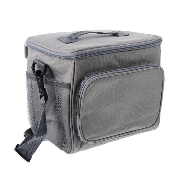 Conjuntos de louça Oxford pano bolsa de almoço isolada à prova d'água para homens ou viagem de piquenique de trabalho (azul escuro 25. 5X22. 5 cm)