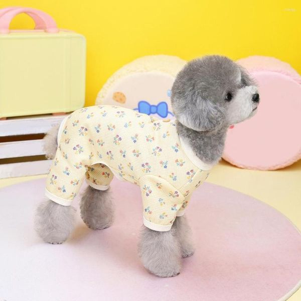 Hundebekleidung, Pullover-Pyjama, schöne 4-Beine-Haustier-Outfits, hübscher kleiner Hunde-Overall mit Blumenmuster für mittelgroße Hunde
