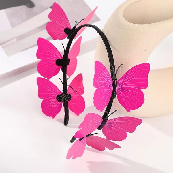 Diadema de mariposa de plástico, tocado de boda nupcial, accesorios para fotos, aro para el pelo, guirnalda de hadas para mujer, diadema, accesorios para el cabello