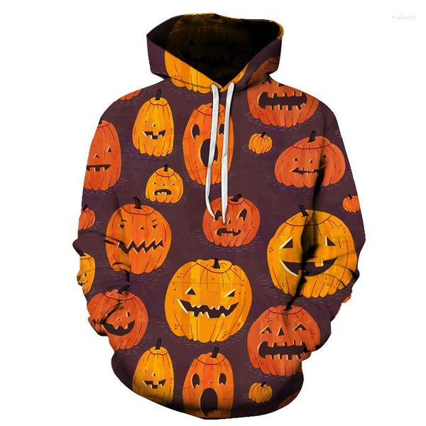 Felpe con cappuccio da uomo Halloween Jack-O'-Lantern Pullover con stampa 3D Uomo / Donna Casual Allentato Autunno Inverno Felpe a maniche lunghe Cappotto oversize