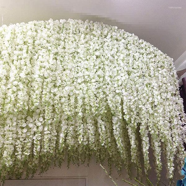 Dekorative Blumen, 2 m lang, künstlich, für Hochzeitsdekorationen, Mariage Flores Artificiales, Seidenglyzinien, Hängegirlande, Zuhause, Party