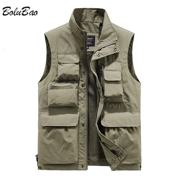 Herrenwesten BOLUBAO Männer Outdoor Weste Multi-Pocket Einfarbig Angeln Direktor Reporter Arbeit Weste Pographie Casual Weste Jacke Männlich 230721