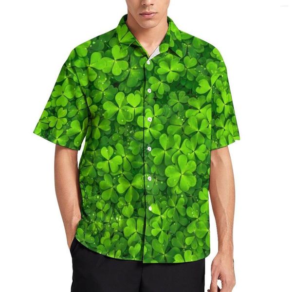 Herren Freizeithemden St. Patricks Day Strandhemd Männer Field Of Shamrocks Hawaiian Kurzarm Grafik Übergroße Blusen Geburtstagsgeschenk