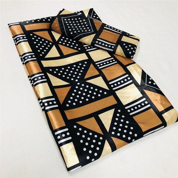 Tecido e costura Mais recente tecido de seda acetinado padrão de cera africana para vestido criativo Tecido de cetim de cera de impressão digital 42 jardas/lote XM101401 230721