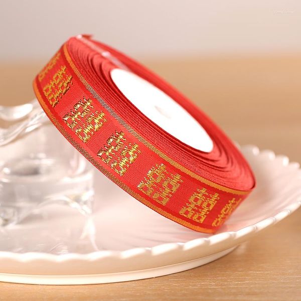 Confezione regalo Red Happy Word Ribbon Wedding Chair Back Layout Corda Sugar Box Accessori Decorazione Forniture per celebrazioni