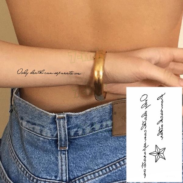 Novo adesivo de tatuagem temporária à prova d'água Letra em inglês Símbolo musical Tatto Flash Tatoo Tatuagens falsas para mulher, homem