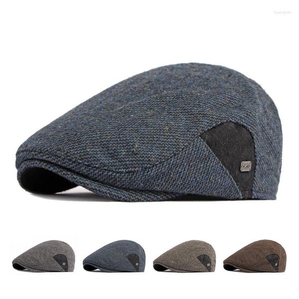 Berets Hat Men Осень Зимний шерстяной берет ретро плоские кепки Sboy Cap Gatsby Painters Hats водитель Айви Горро Хомбер Боина