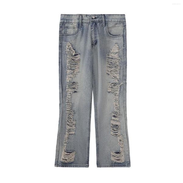 Jeans da uomo Distressed Slim Flared Pants Mens Big Washed Destroyed Strappato Hip Hop Streetwear Wide Leg Biker Jean Y2k 2023