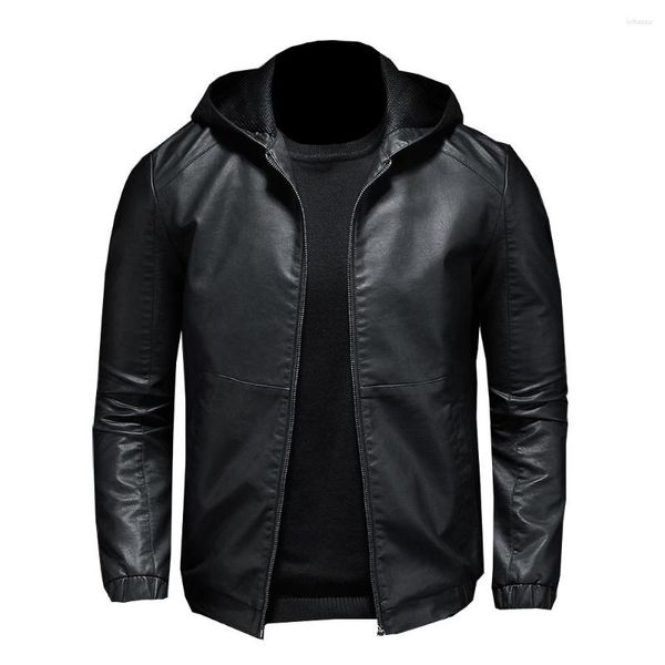 Männer Jacken 2023 Casual Motorrad PU Jacke Herren Winter Herbst Mode Leder Männlich Schlank Mit Kapuze Warme Outwear Fleece Kleidung S-5XL