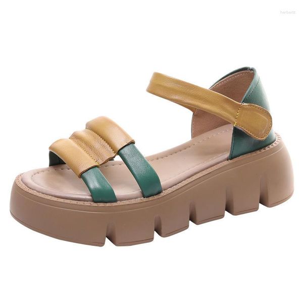 Sandalen 35-40 Damen Sommer Weibliche Slip-on Erhöhung Höhe Plattform Schuhe Freizeit Einfarbig Weiche Sohle Damen Schuhe HW113