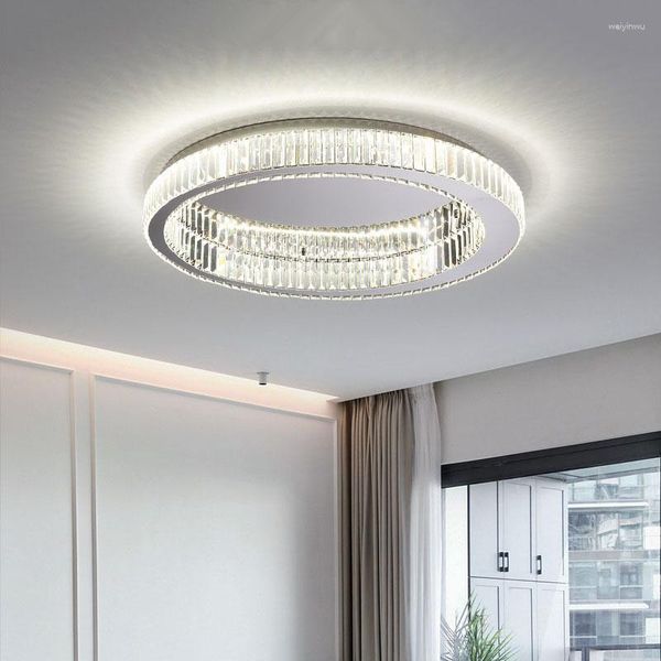 Kronleuchter moderne Luxus -LED Glossy Crystal Decke Gold und Silber Runde Wohnzimmerleuchten Hausdekoration Leuchte über dem Kopf Licht