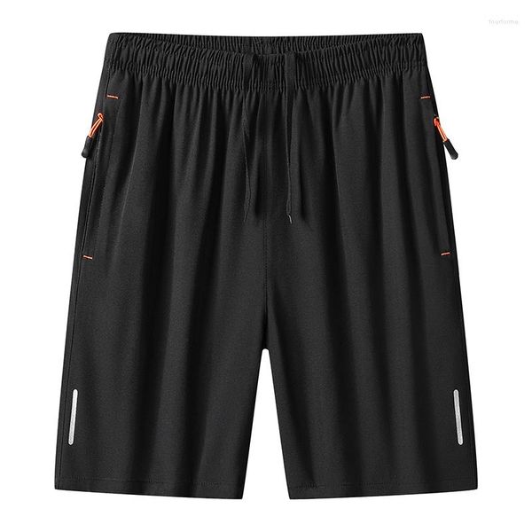 Shorts Masculino Masculino Esportes Casual 2023 Calções de Verão Seda Gelo Secagem Rápida Solta Basquete Bermudas Moda Calças de Praia Preta