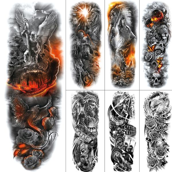 3D Ares Warrior Big ARM temporäre Tattoos für Frauen Mädchen Männer große Beine wasserdicht gefälschte Mars Gott Tattoo Aufkleber Papier