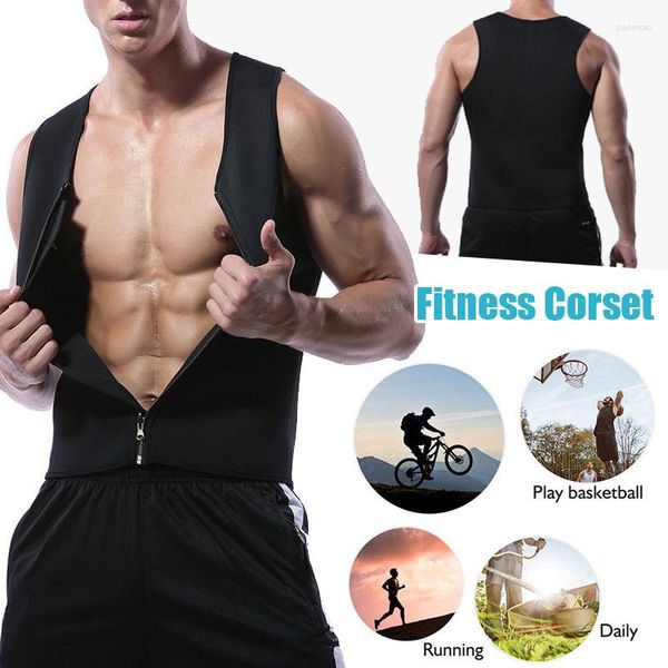 Modeladores corporais masculinos Colete de treinamento de compressão Neoprene Espartilho Modelador Camisa de emagrecimento Perda de peso Treino fitness Zíper Controle de barriga