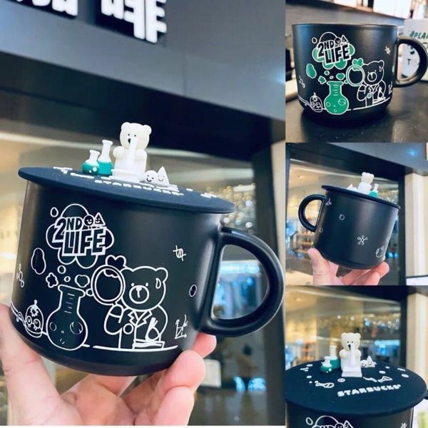 400 500ml Renk Değiştiren Starbucks Kupası Lüks Bardak Çift Seramik Kupaları Kapaklar Sabah Süt Süt Kahve Çay Kahvaltı Sevgililer Günü