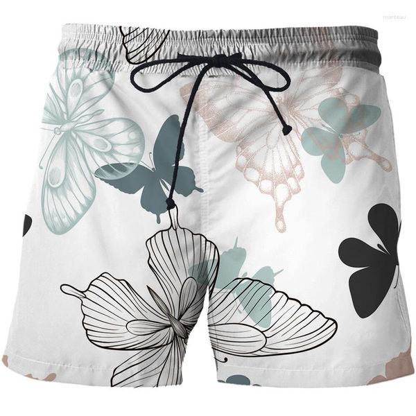 Heren Shorts 2023 Zomer Cartoon Vlinder 3D Afdrukken Street Style Strand Sport Casual Badmode Mannen Custom Board