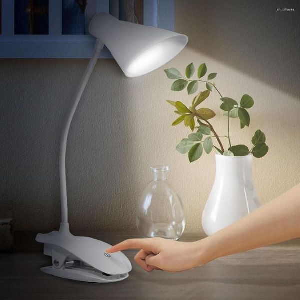 Tischlampen LED Augenschutz Buch Nachtlicht Einstellbare Helligkeit Mini Clip-On Studie Schreibtischlampe Flexibel Für Reisen Schlafzimmer Lesen