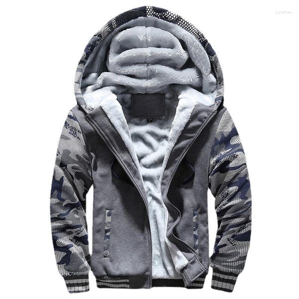 Männer Jacken Winter Männer Parkas Mit Kapuze Gedruckt Hoody Männliche Camouflage Mäntel SportsWear Zipper Fleece Hoodies Sweatshirts M-5XL