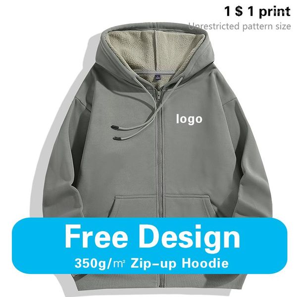 Herren Hoodies Zipper Hoodie Mode Marke Logo Custom Verdicken Sweatshirt Einfarbig Top Herbst Winter 2023 DIY