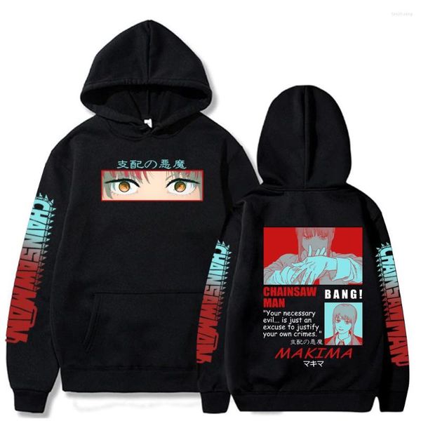 Herren Hoodies Anime Chainsaw Man Print Makima Eyes Hoodie Männer Frauen Harajuku Loog Sleeve Sweatshirt Sportswear Street Style Kleidung