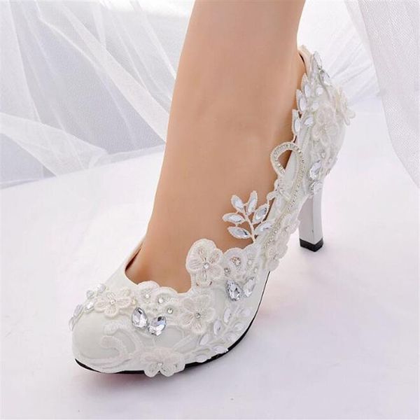 2020 novo vestido feminino floral sexy rendado estilete sapatos frisado senhora estilete salto alto festa casamento bombas noite dedo do pé pontiagudo Slip304a